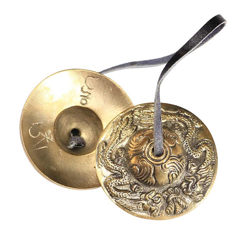 Karma Stone Tibetan Tingsha Bell Six True Words Dragon Copper Balance Decoration With Bag