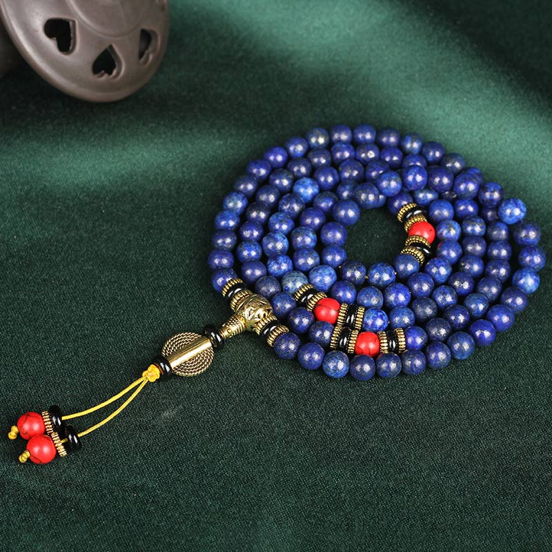 Karma Stone Tibetan Mala Lapis Lazuli Positive Bracelet Necklace