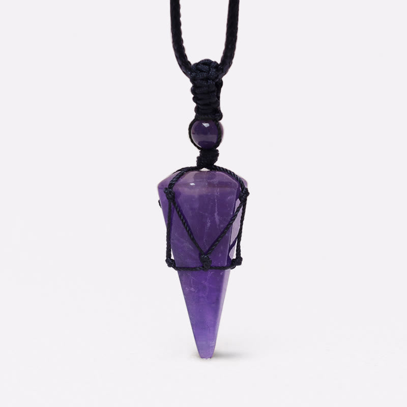 Karma Stone Natural Stone Pointed Pendant Necklace