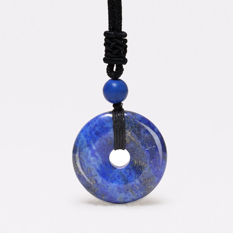 Karma Stone Lucky Coin Pendant Healing Crystal Gemstone Necklace