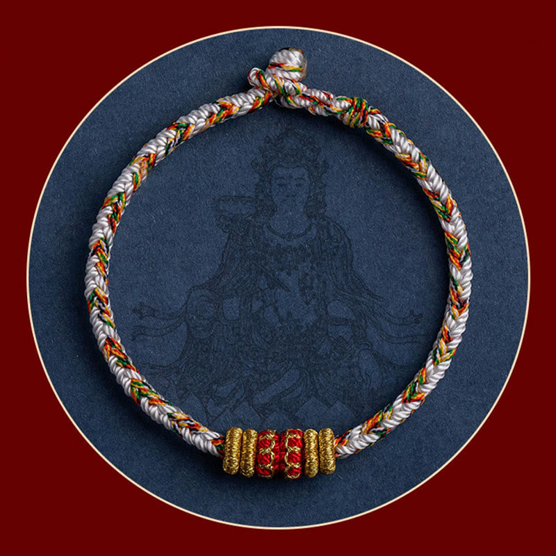 Karma Stone Tibet Handmade Chinese Zodiac Natal Buddha Luck Strength Braided String Bracelet