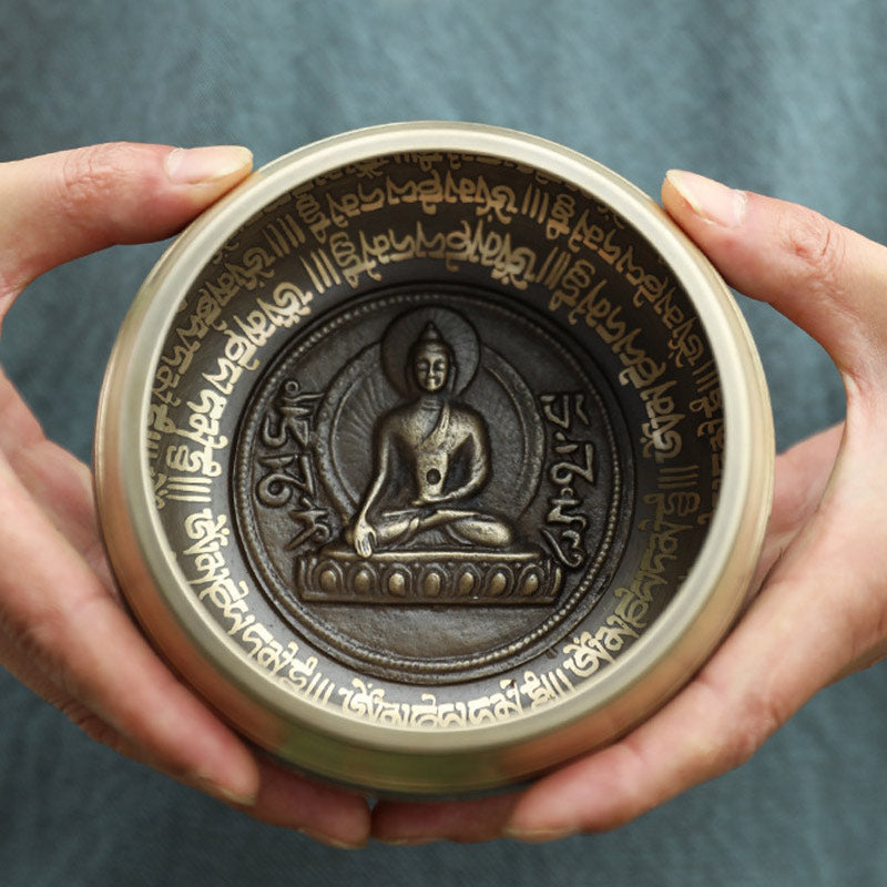 Karma Stone Tibetan Sound Bowl Handcrafted for Focus and Meditation Peaceful Happiness Singing Bowl Set
