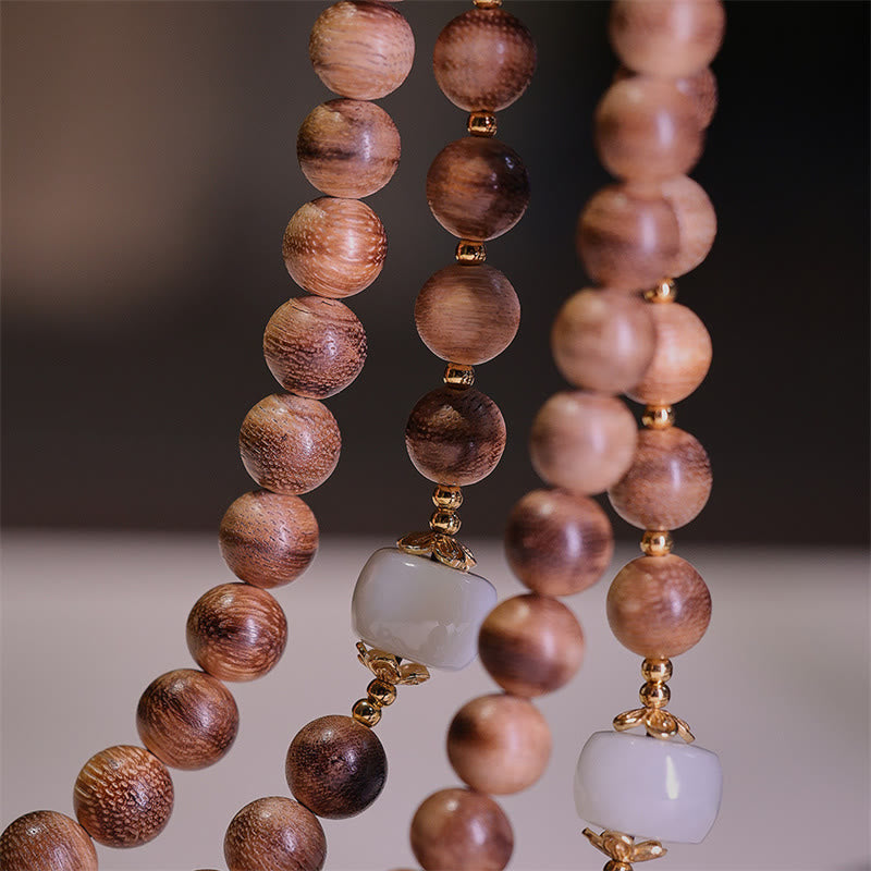 Karma Stone Natural Agarwood Amber Jade Ingot Tassel Ruyi Charm Bracelet