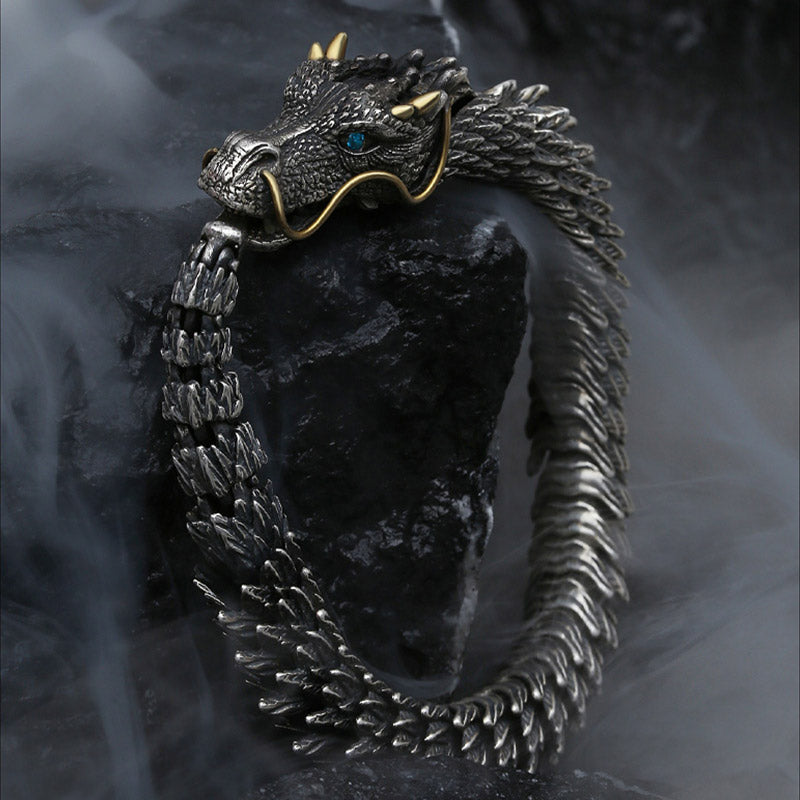 Karma Stone Nordic Dragon Handmade Amulet Luck Protection Chain Bracelet