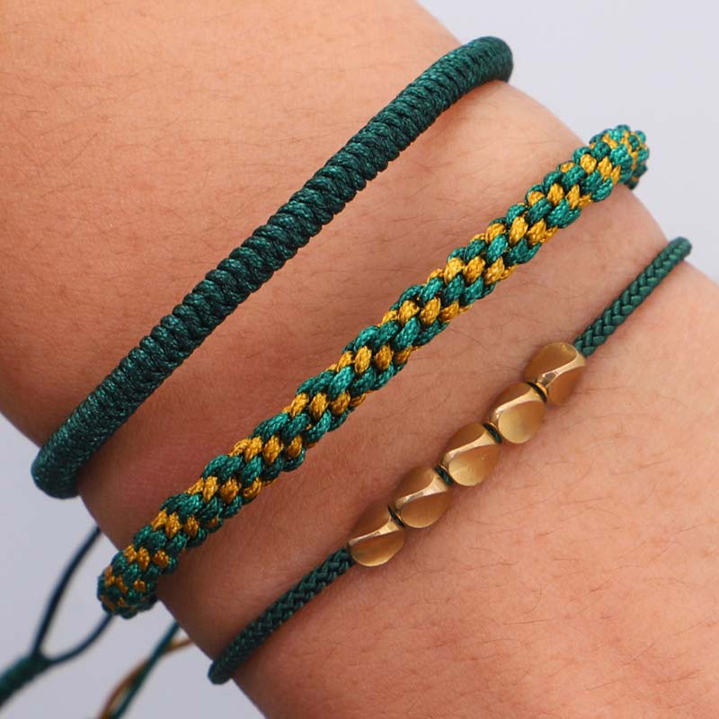 Karma Stone 3-Piece Tibetan Copper Bead Healing and Protection Bracelets Set