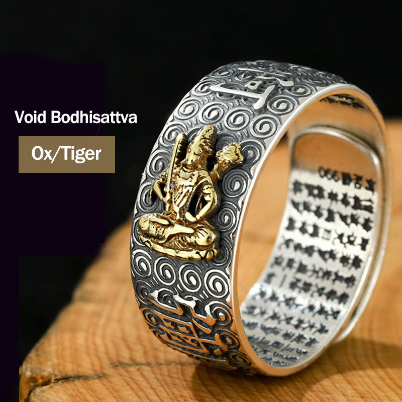 Karma Stone Chinese Zodiac Natal Buddha Wealth Luck Adjustable Ring