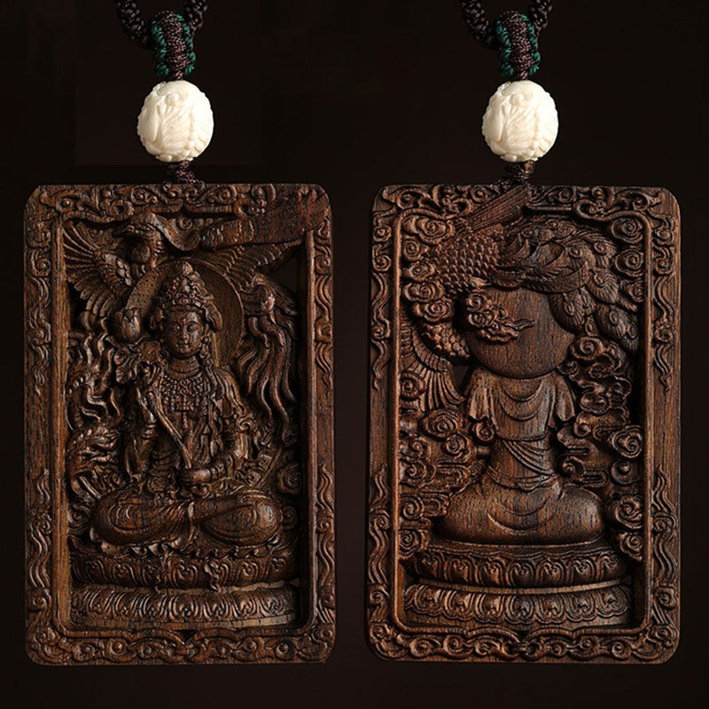 Karma Stone Chinese Zodiac Natal Buddha Brunei Agarwood PiXiu Dragon Peace Necklace Pendant