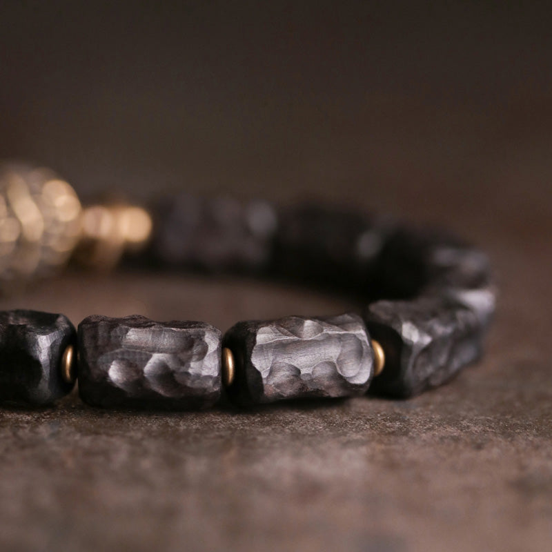 Karma Stone Ebony Wood Copper Balance Protection Couple Bracelet