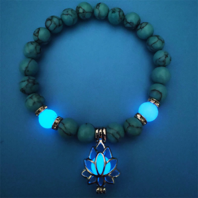 Karma Stone Tibetan Turquoise Glowstone Luminous Bead Lotus Protection Bracelet