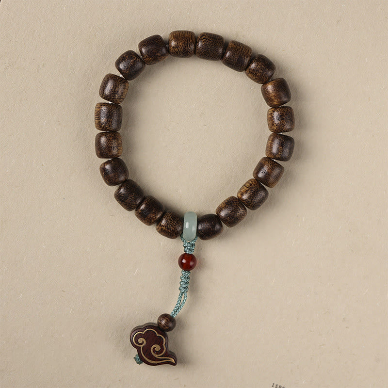 Karma Stone Agarwood Copper Coin Auspicious Cloud Calm Bracelet