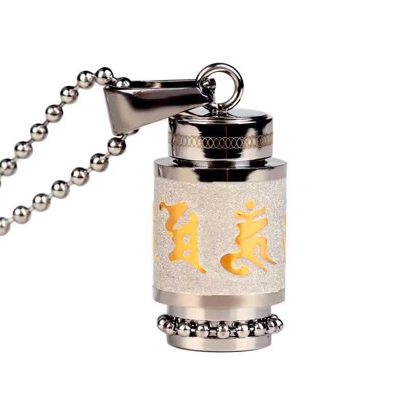 Karma Stone Tibet Om Mani Padme Hum Shurangama Mantra Titanium Steel Wisdom Amulet Necklace Pendant