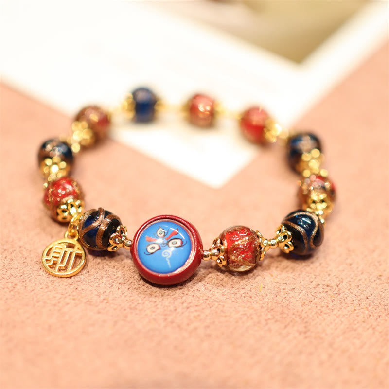 Karma Stone Tibetan Gold Swallowing Beast Family Five God Of Wealth Thangka Fortune Bead Bracelet