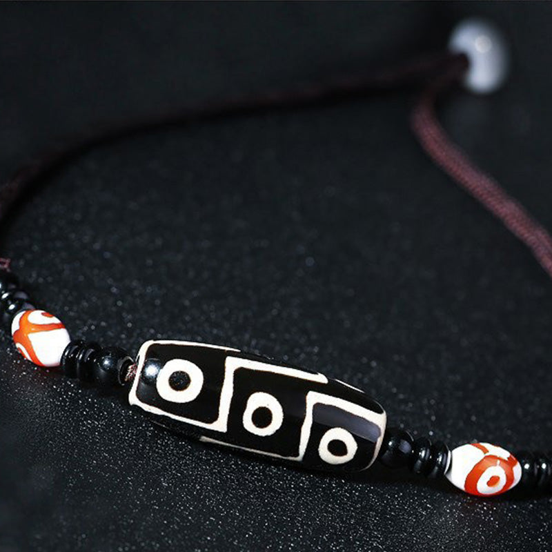 Karma Stone Tibetan Nine-Eye Dzi Bead Protection String Necklace