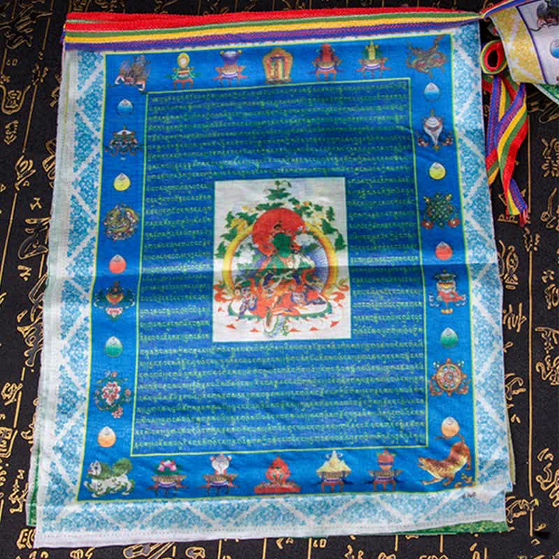 Karma Stone Tibetan 5 Colors Windhorse Buddha Tara Scriptures Healing Auspicious Outdoor Prayer Flag