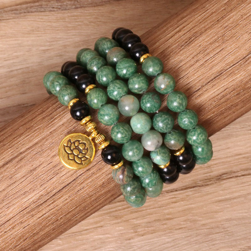 Karma Stone 108 Beads Natural Agate Mala Healing Bracelet