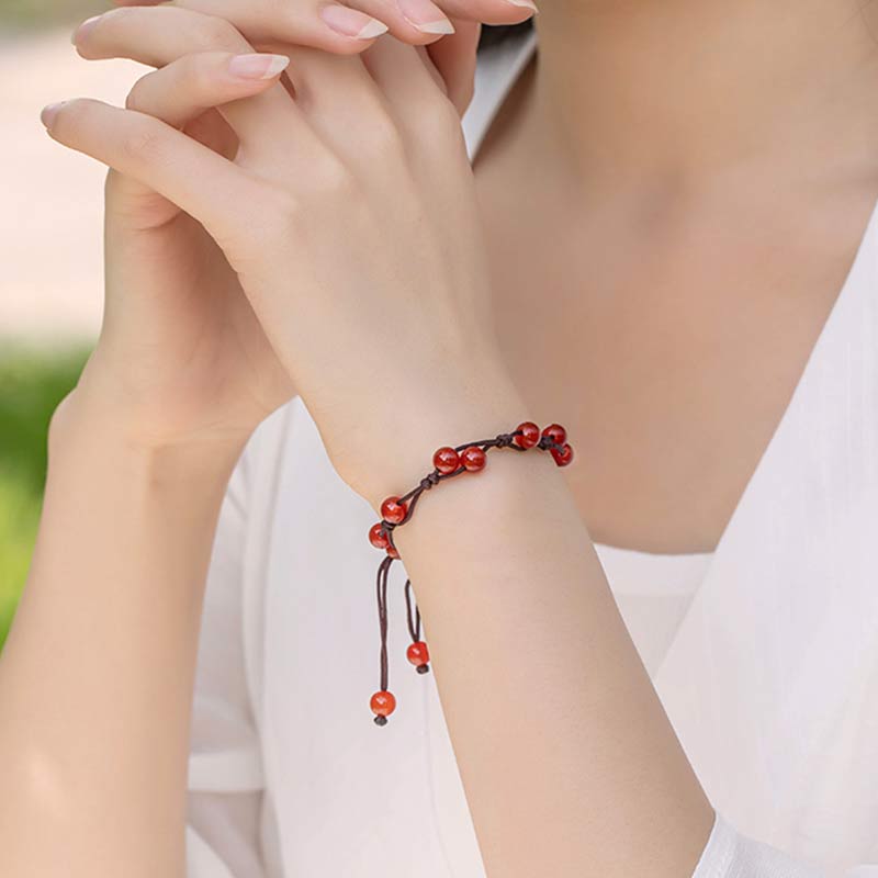 Karma Stone Red Agate Moss Agate Cinnabar Calm Bracelet