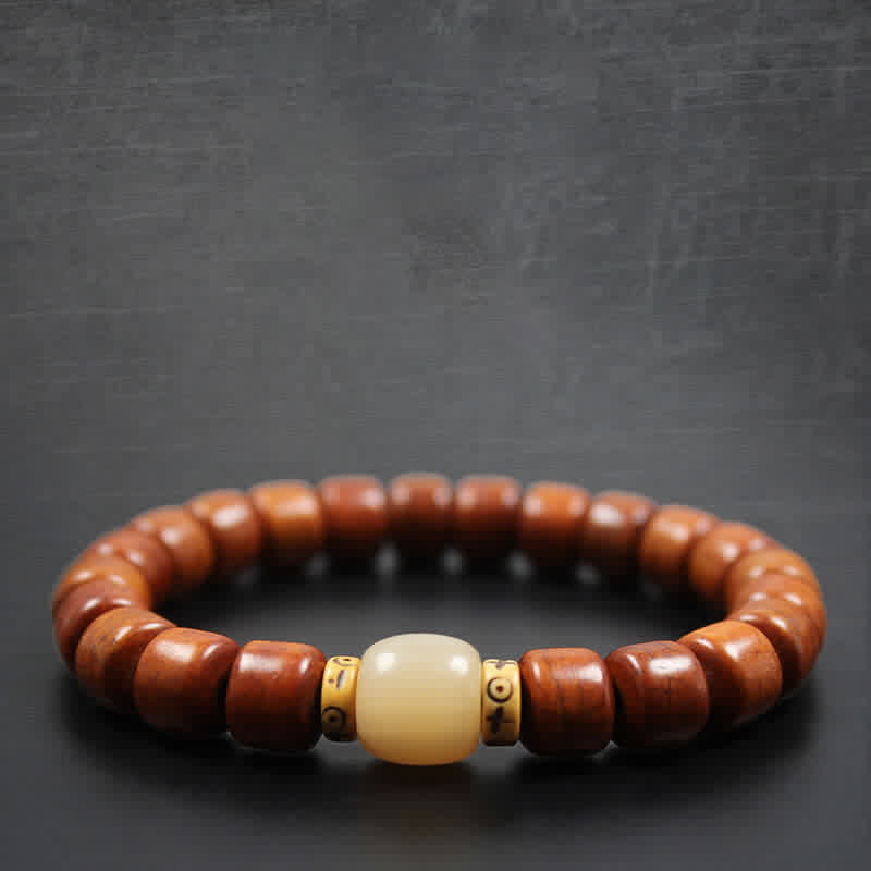 Karma Stone Tibetan Yak Bone Om Mani Padme Hum Strength Bracelet