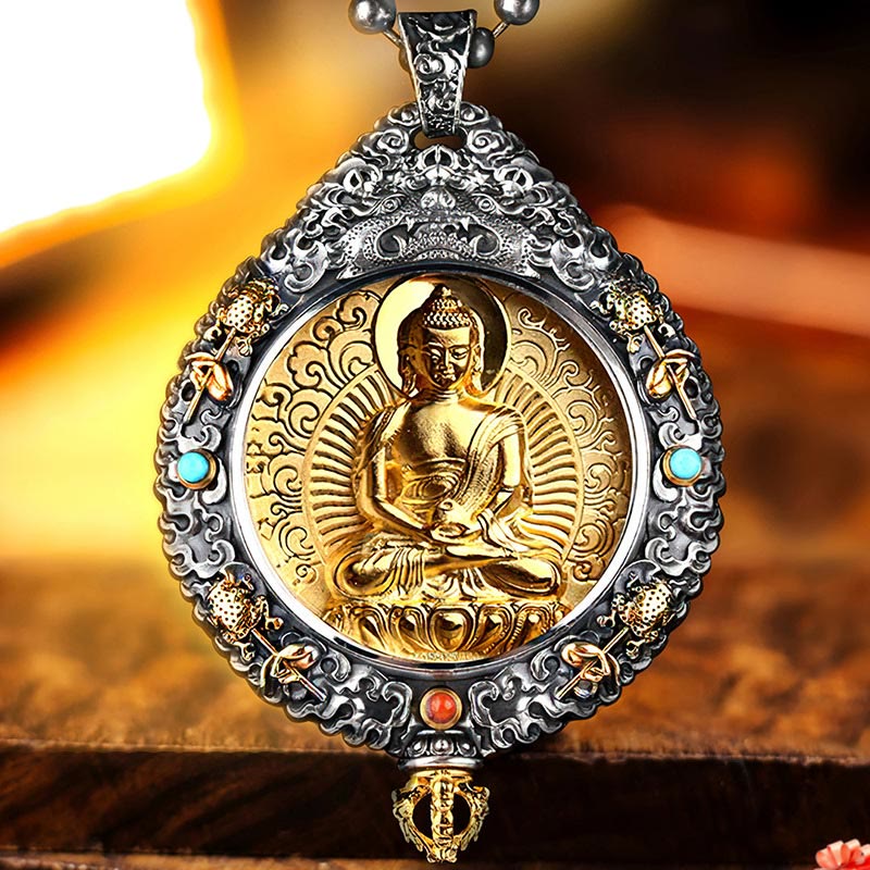 Karma Stone Chinese Zodiac Natal Buddha Thangka Nine Palaces Eight Diagrams Wealth Rotatable Necklace Pendant
