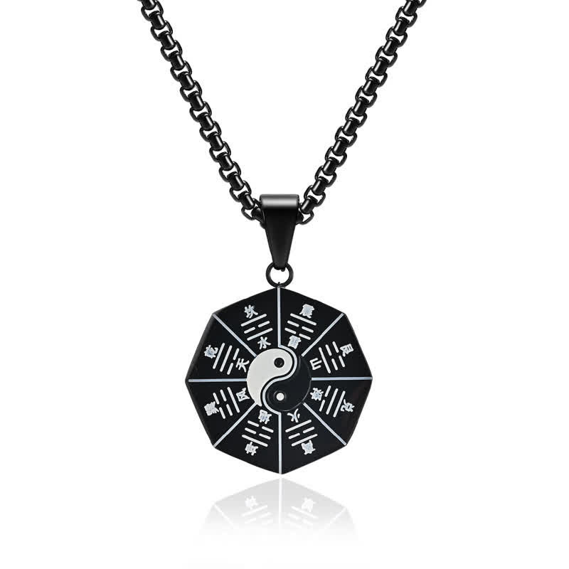Karma Stone Bagua Yin Yang Titanium Steel Balance Necklace Pendant