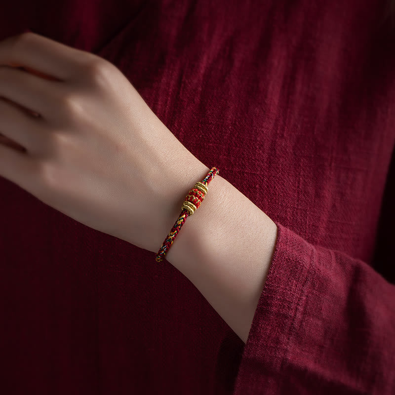 Karma Stone Tibet Handmade Chinese Zodiac Natal Buddha Luck Strength Braided String Bracelet