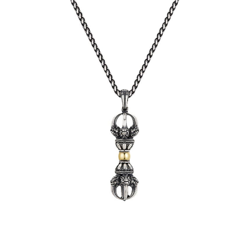 Karma Stone Tibetan Dorje Vajra Design Wealth Necklace Pendant