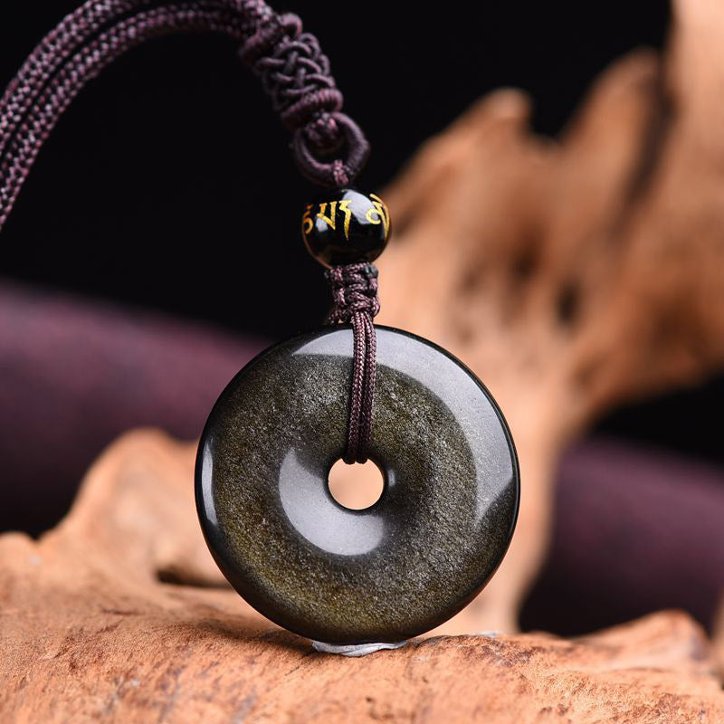 Karma Stone Tibetan Obsidian Protection Necklace