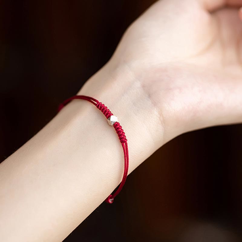 Karma Stone 925 Sterling Silver Luck Bead Protection Red String Braided Bracelet