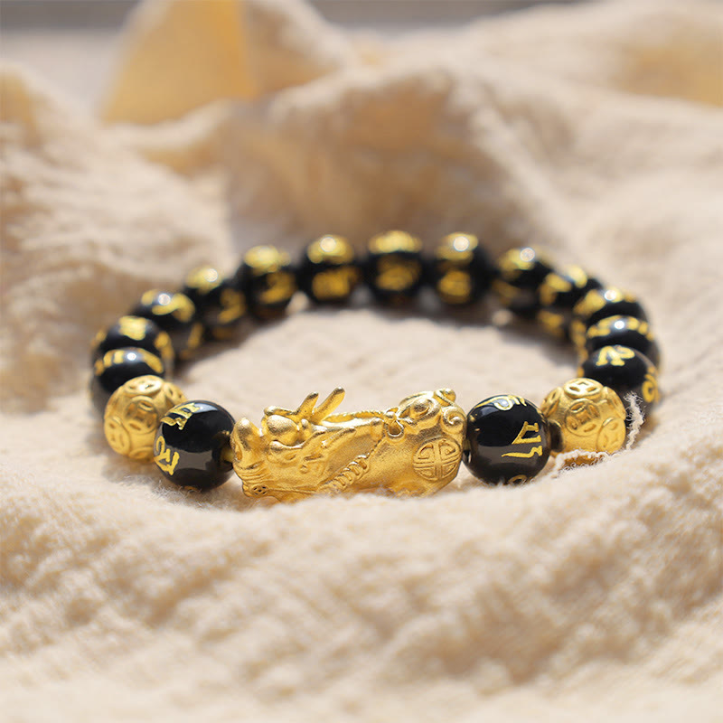 Karma Stone FengShui PiXiu Obsidian Wealth Bracelet