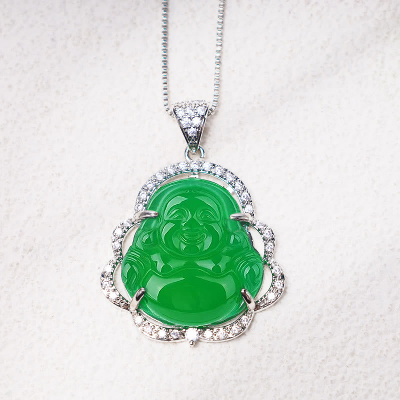 Karma Stone Good Luck Laughing Buddha Necklace