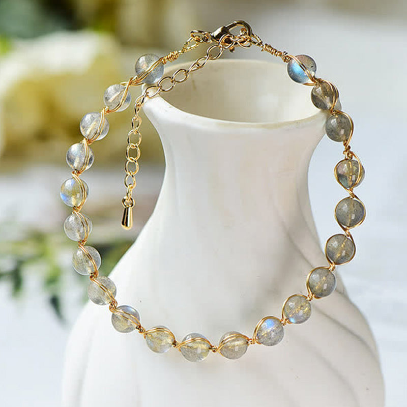 Karma Stone Natural Moonstone 14K Gold Healing Positive Bracelet
