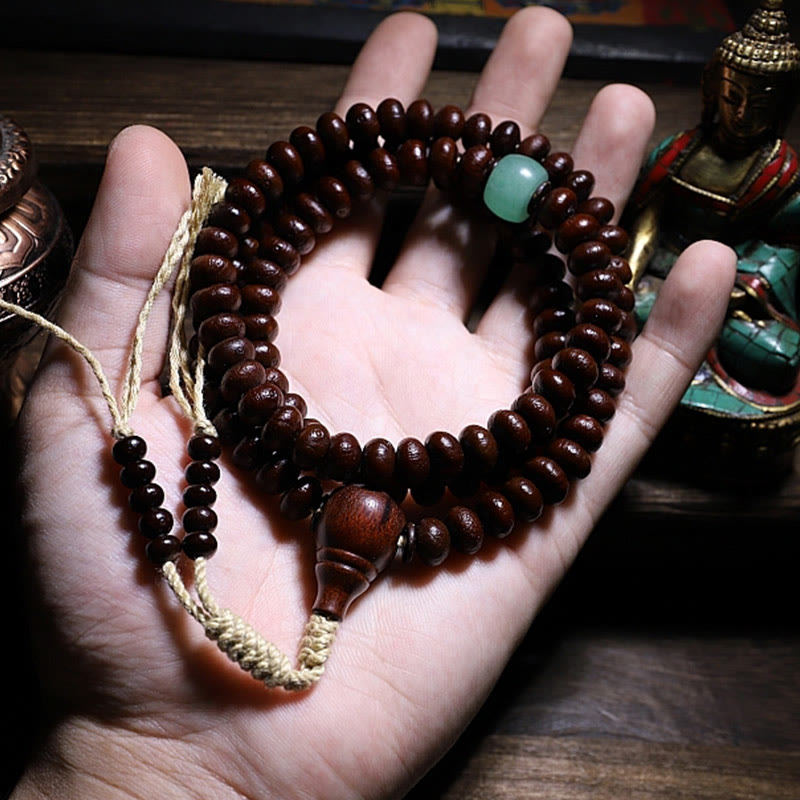 Karma Stone Natural Tibet 108 Mala Beads Purple Bodhi Seed Three-eyed Dzi Bead Copper Dorje Harmony Bracelet
