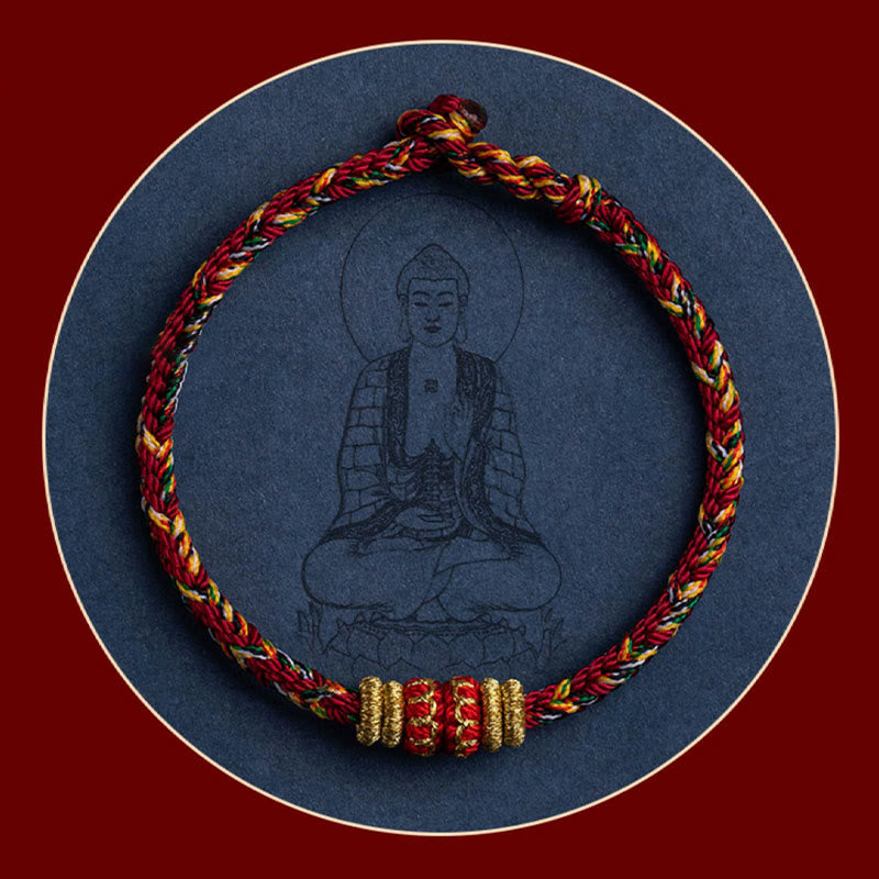 Karma Stone Tibet Handmade Chinese Zodiac Natal Buddha Luck Strength Braided String Bracelet