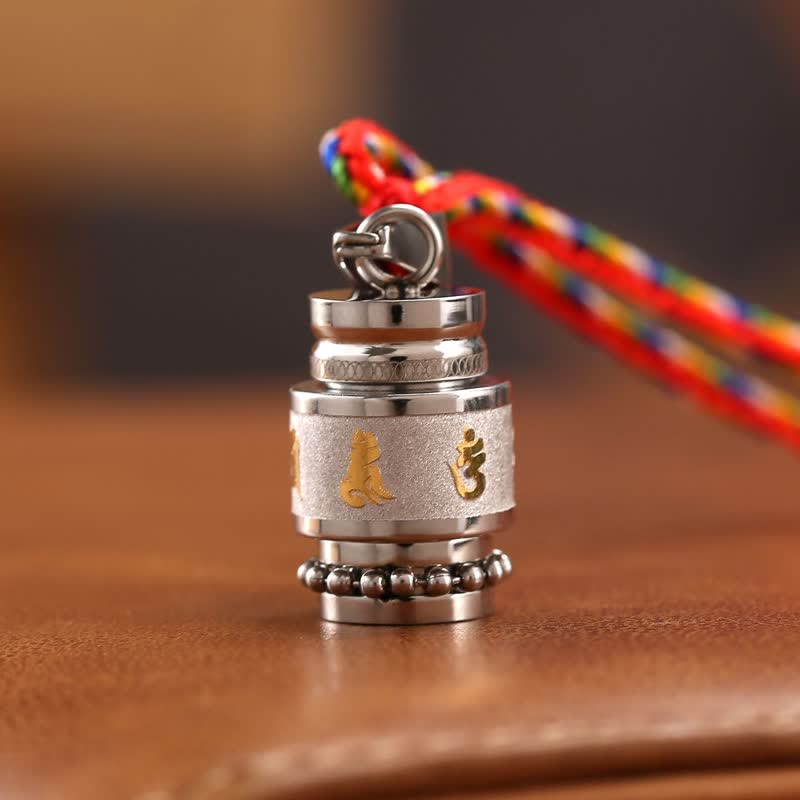Karma Stone Tibet Om Mani Padme Hum Shurangama Mantra Titanium Steel Wisdom Amulet Necklace Pendant