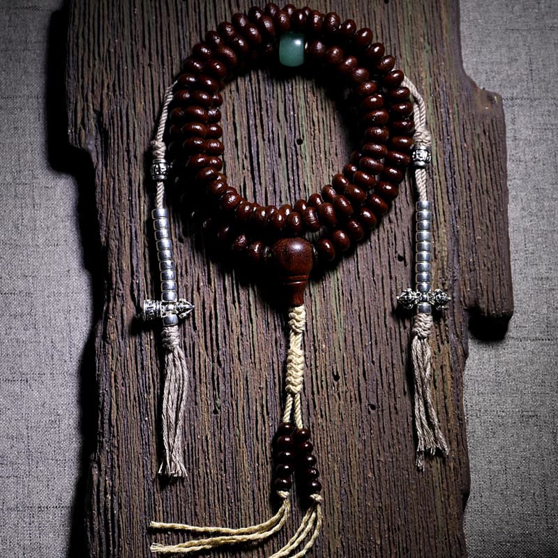 Karma Stone Natural Tibet 108 Mala Beads Purple Bodhi Seed Three-eyed Dzi Bead Copper Dorje Harmony Bracelet