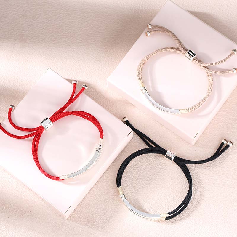 Karma Stone 925 Sterling Silver Red String Layered Braid Bracelet