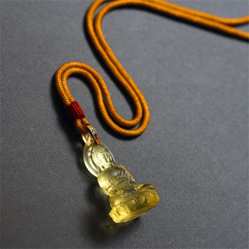 Karma Stone Blue Tathagata Buddha Medicine Buddha Liuli Crystal Serenity Amulet Necklace Pendant