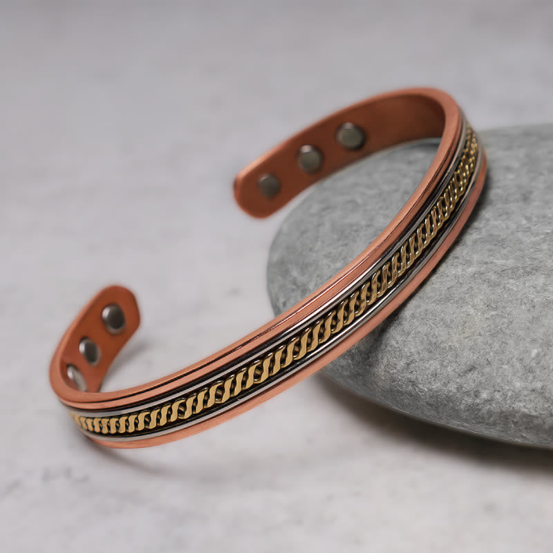 Karma Stone Magnetic Copper Balance Adjustable Cuff Bracelet Bangle Ring