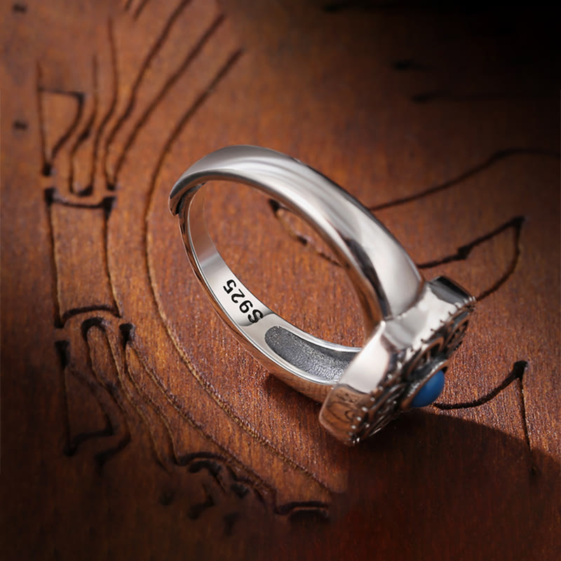 Karma Stone Tibetan Om Mani Padme Hum Peace Rotatable Ring
