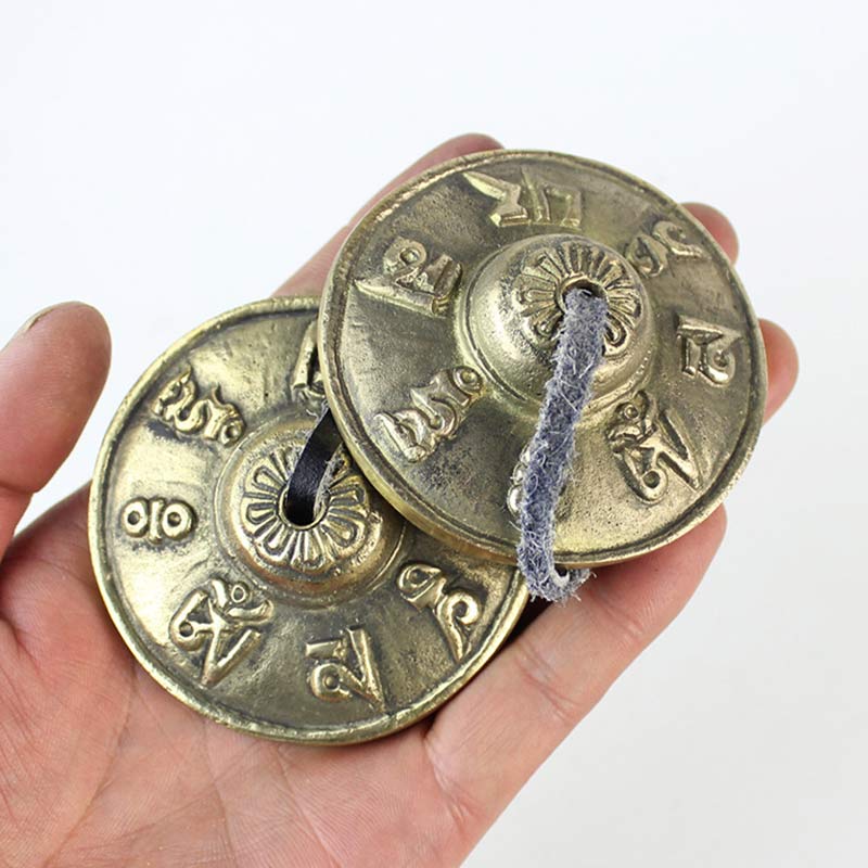 Karma Stone Tibetan Tingsha Bell Six True Words Dragon Copper Balance Decoration With Bag
