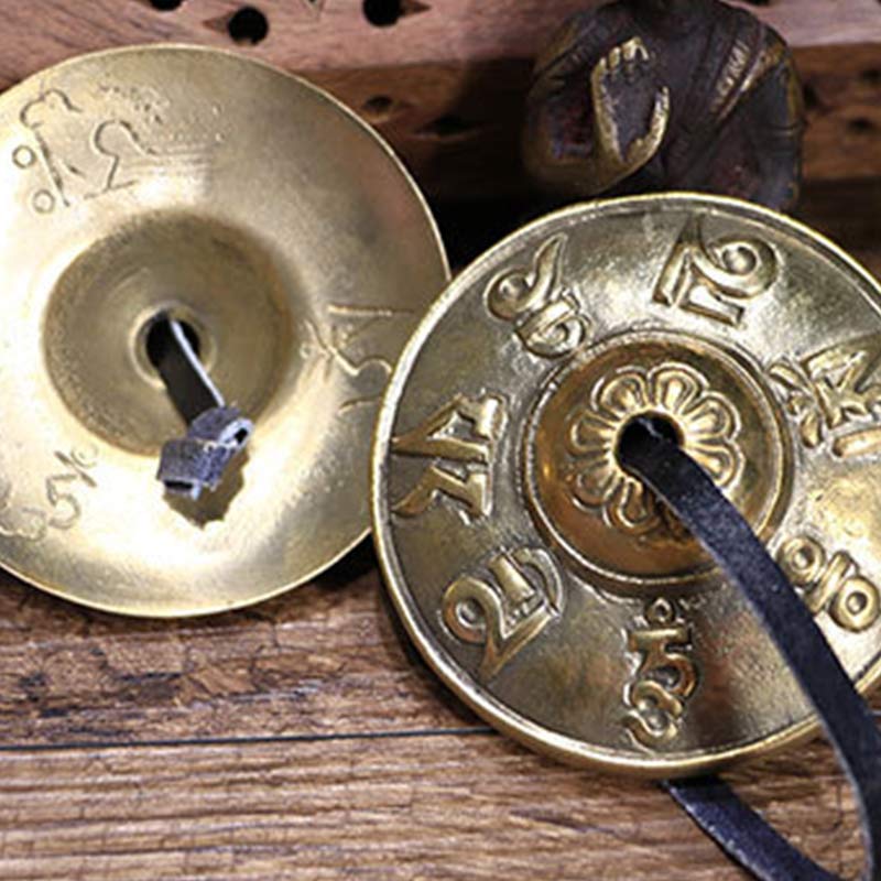 Karma Stone Tibetan Tingsha Bell Six True Words Dragon Copper Balance Decoration With Bag