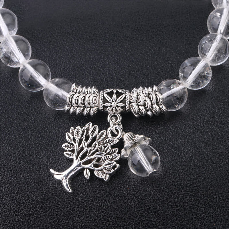 Karma Stone Natural Gemstone Tree of Life Lucky Charm Stretch Bracelet