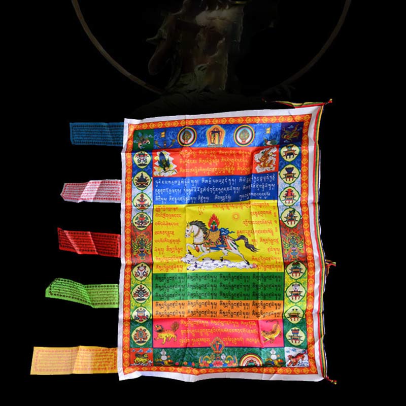 Karma Stone Tibetan Colorful Windhorse Protection Outdoor Prayer Flag Decoration
