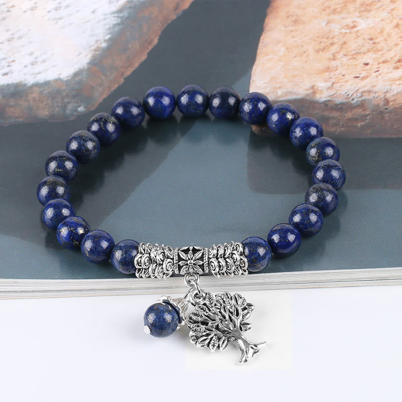Karma Stone Natural Gemstone Tree of Life Lucky Charm Stretch Bracelet