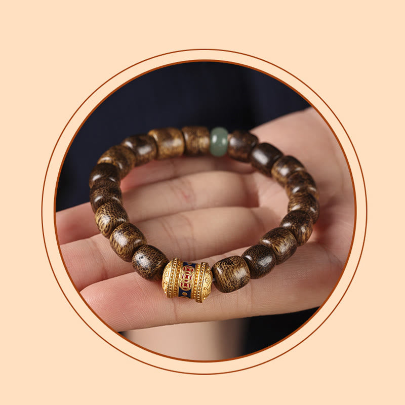 Karma Stone Agarwood Copper Coin Auspicious Cloud Calm Bracelet