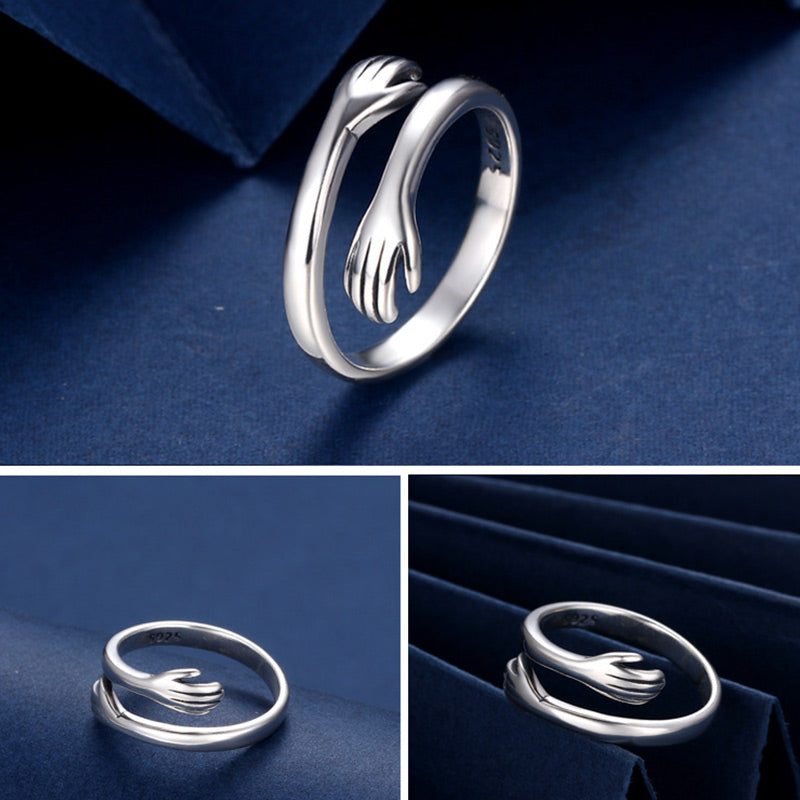 Karma Stone 925 Sterling Silver Love Hug Thumb Ring