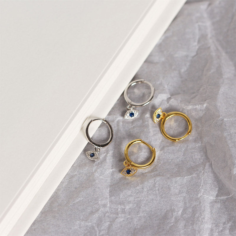Karma Stone 925 Sterling Silver Evil Eye Blessing Protection Stud Earrings