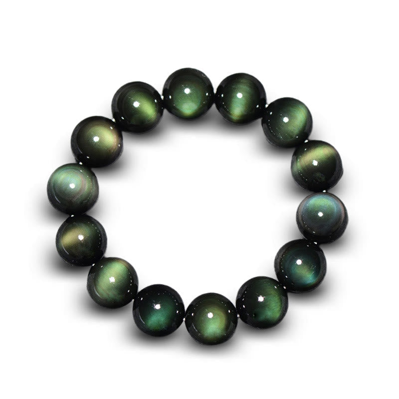 Karma Stone Natural Green Eye Obsidian Wealth Bracelet