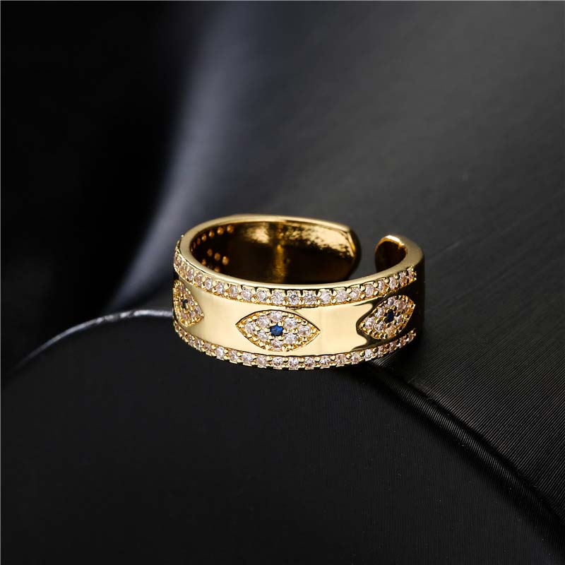 Karma Stone Evil Eye Luck Blessing Copper Alloy Ring