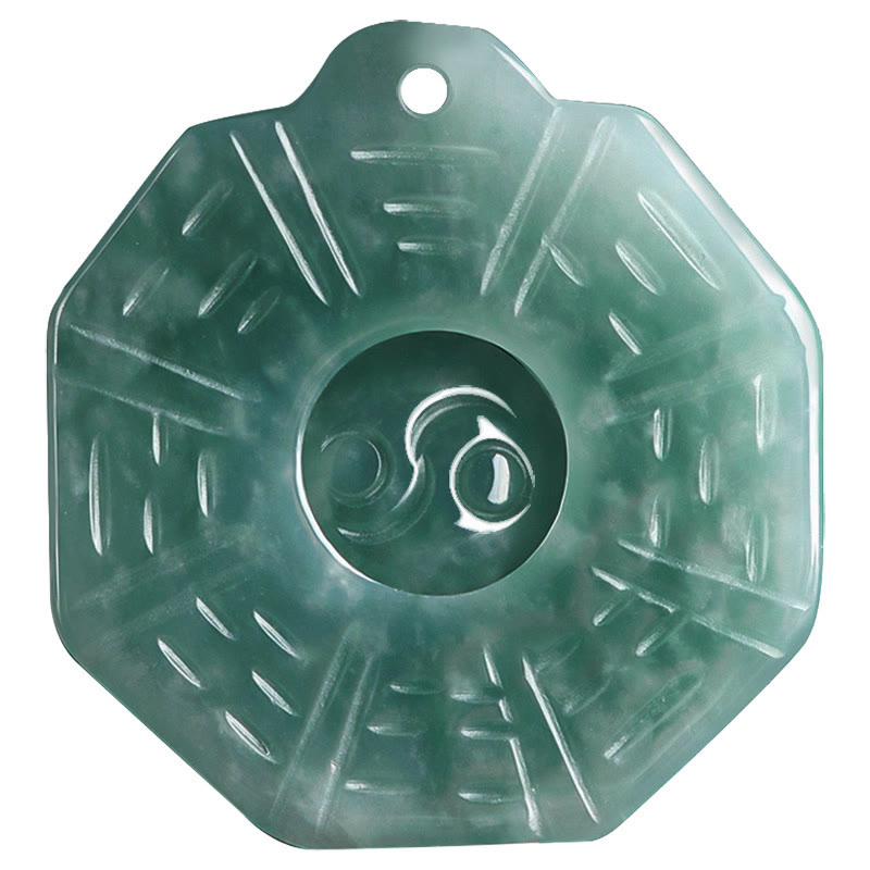 Karma Stone Natural Jade FengShui Bagua Yin Yang Prosperity Necklace Pendant