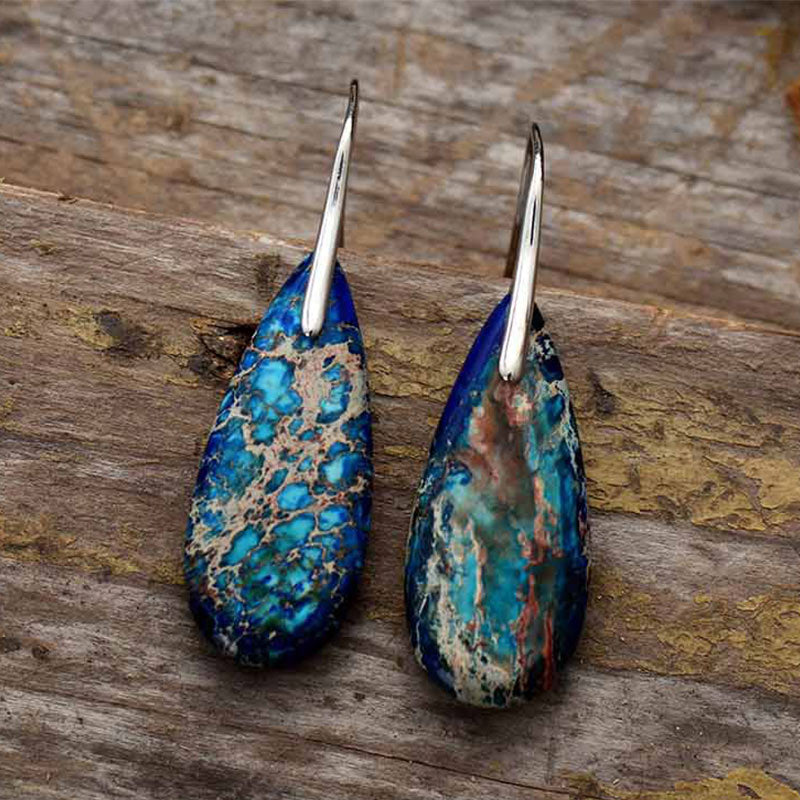 Karma Stone Emperor Stone Healing Crystal Earrings